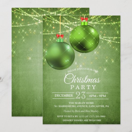 Invitation Boule de Noël de Fêtes de Fin d'Année (Devant / Derrière)