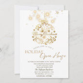 Invitation Boule de Noël dorée scintillement maison ouverte p (Devant)