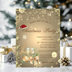 Invitation Boule de Noël, Étoiles, Renne Société de Noël