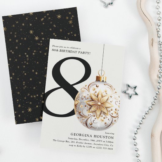 Invitation Boule de Noël festive pour les 80 ans