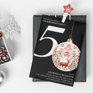 Invitation Boule de Noël festive pour une fête d'anniversaire