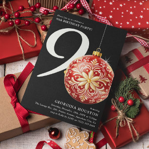 Invitation Boule de Noël festive pour une fête d'anniversaire