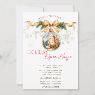 Invitation Boule de Noël Nativité Etoiles Porte Ouverte
