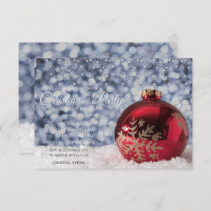 Invitation Boule de Noël Rouge, Fête de Noël de Compagnie Lum