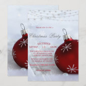 Invitation Boule de Noël rouge,Guirlande lumineuse Entreprise (Devant / Derrière)