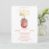 Invitation Boule de Noël Rouge, Noël Poinsettia (Debout devant)