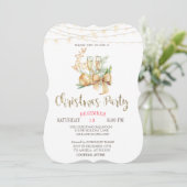 Invitation Boule de Noël, Verre de vin, Lumières Or Noël (Debout devant)