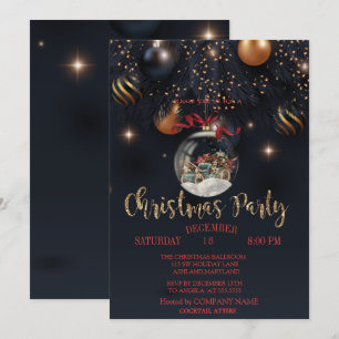 Invitation Boule de Noël Voiture Rétro  Fête de l'Entreprise 