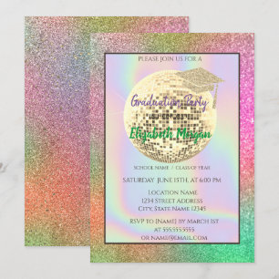 Invitation Boule de Parties scintillant d'or, Boule de disco,
