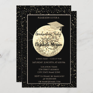 Invitation Boule de Parties scintillant d'or, Disco Ball Conf