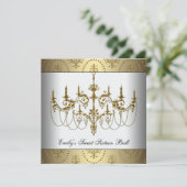 Invitation Boule de seize ans classe lustre doré (Debout devant)
