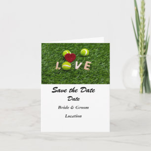 Invitation Boule de tennis avec amour sauver la date