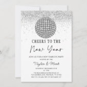 Invitation Boule Disco Argent Soirée Soirée de Nouvel An (Devant)