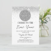 Invitation Boule Disco Argent Soirée Soirée de Nouvel An (Debout devant)