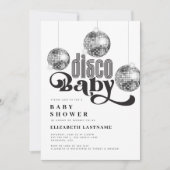 Invitation Boule disco argentée Baby Shower Rétro Disco (Devant)