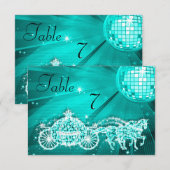 Invitation Boule Disco, Carrosse Princesse & Chevaux Double F (Devant / Derrière)