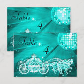 Invitation Boule Disco, Carrosse Princesse & Chevaux Double F (Devant / Derrière)