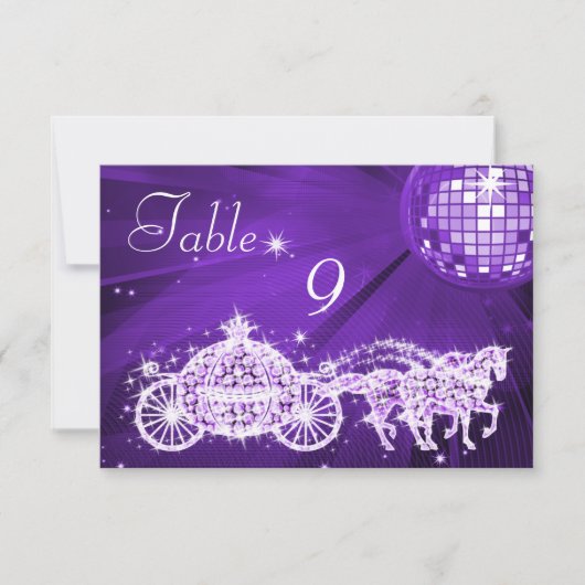 Invitation Boule Disco, Carrosse Princesse & Chevaux Double F (Devant)