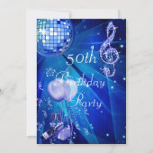 Invitation Boule Disco, Champagne & Balloons 50e anniversaire (Devant)