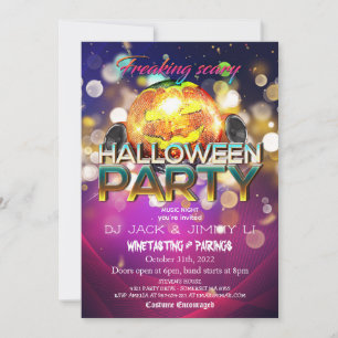 Invitation Boule Disco Citrouille Fête d'Halloween pour Adult
