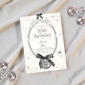 Invitation Boule Disco & Coquette Bow Noir Anniversaire