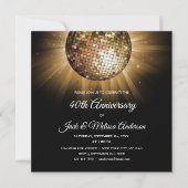Invitation Boule disco dorée pour fête d'anniversaire de mari (Devant)