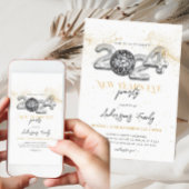 Invitation Boule disco fête du Nouvel An 2024 en or