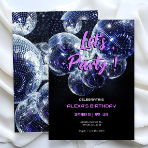 Invitation Boule disco Let's Party 
