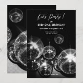 Invitation Boule disco Lumières Fête dansante  (Devant / Derrière)