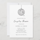 Invitation Boule Disco Minimale Couples Noir et Blanc Douche (Devant)