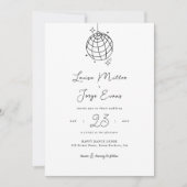 Invitation Boule Disco Minimaliste Imprimée ou Mariage numéri (Devant)