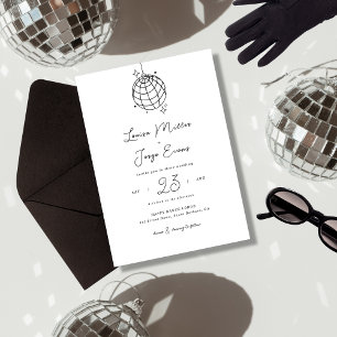 Invitation Boule Disco Minimaliste Imprimée ou Mariage numéri