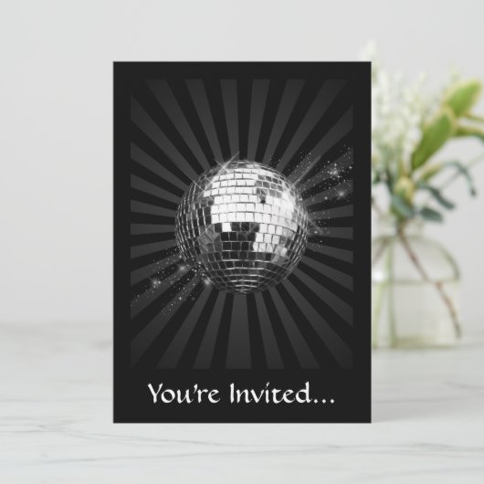 Invitation Boule Disco Mirror sur noir (Debout devant)