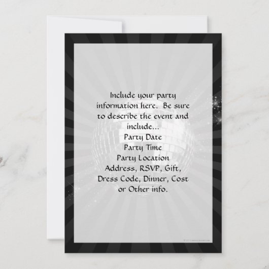 Invitation Boule Disco Mirror sur noir (Dos)