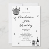 Invitation Boule disco moderne Hand Drawn 30e anniversaire (Devant)