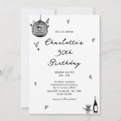 Invitation Boule disco moderne Hand Drawn 30e anniversaire (Devant)
