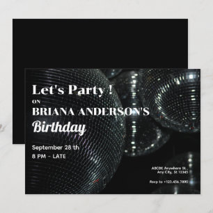 Invitation Boule disco noire