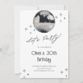 Invitation Boule disco noire et blanche pour soirée (Devant)