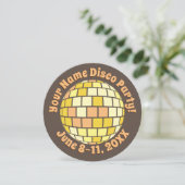 Invitation Boule disco Or Rétro PERSONALISÉE (Debout devant)