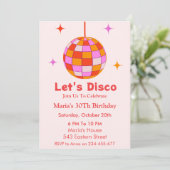 Invitation Boule Disco Orange Rose Fête d'anniversaire Let's (Debout devant)