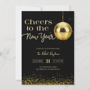 Invitation Boule disco pour le réveillon du Nouvel An