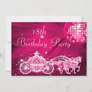 Invitation Boule Disco, Princess Coach & Chevaux 18ème Annive