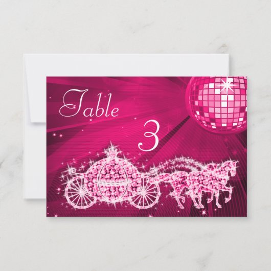 Invitation Boule Disco, Princesse Carrosse & Chevaux Double F (Devant)