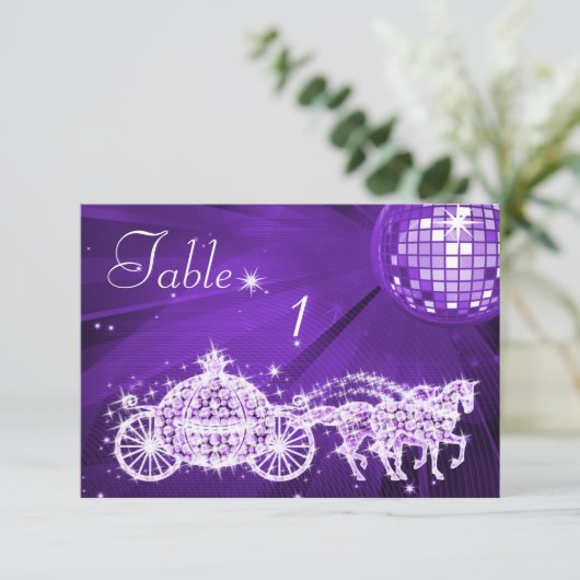 Invitation Boule Disco, Princesse Coach & Chevaux Double Côté (Debout devant)