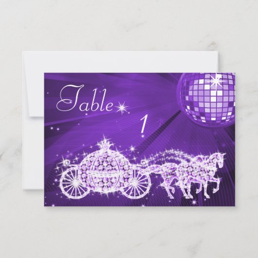 Invitation Boule Disco, Princesse Coach & Chevaux Double Côté (Dos)