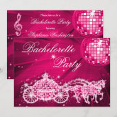 Invitation Boule Disco, Princesse Coach & Horses Bachelorette (Devant / Derrière)