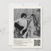 Invitation Boule Disco Rétro Mariage Code QR Noir Blanc (Dos)