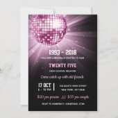 Invitation Boule disco rose (Devant)