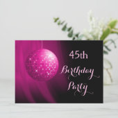 Invitation Boule Disco Soft Hot Pink Party 45e anniversaire (Debout devant)