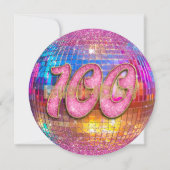 Invitation Boule disco Strass Rose Or Fête des 100 ans (Dos)